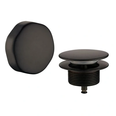 Afbeelding van Wiesbaden knop/plug badoverloopcombinatie mat zwart