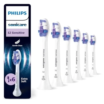 Afbeelding van Philips Sonicare S2 Sensitive, originele opzetborstels ter vervanging, wit, set van 6, HX6056/87