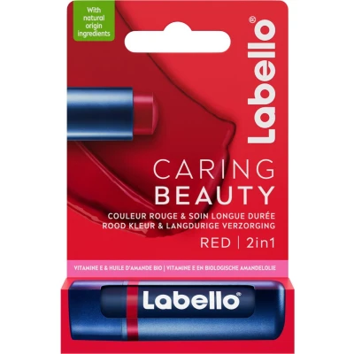Afbeelding van 3x Labello Lippenbalsem Caring Beauty Red 5.5 ml