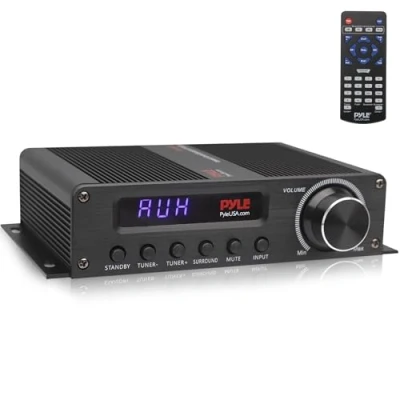 Afbeelding van Pyle Draadloze Bluetooth Thuis Audio Versterker 100W 5.1 Kanaal Thuisbioscoop Vermogens Stereo Ontvanger, Surround Sound met HDMI, AUX, FM Antenne, Subwoofer Speaker Ingang, 12V Adapter (Zwart)