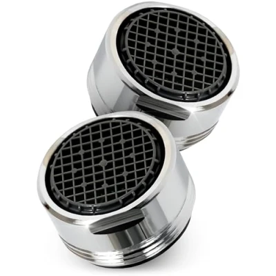 Afbeelding van 2 stk. Zeer waterbesparende straalregelaar M24 waterstroom 5 l/min High Tech anti kalkkraanzeef met kogelvormig filter beluchter van verchroomd messing opzetstuk voor kranen