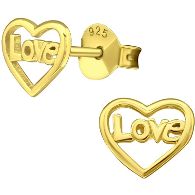Afbeelding van JoyS Zilveren hartje oorbellen 7 mm love 14k goudplating