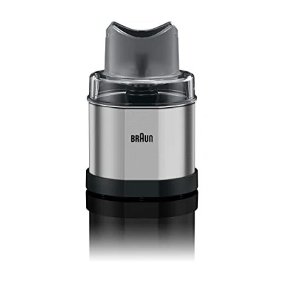 Afbeelding van Braun MQ 60, koffie en kruidenmolen accessoire, Koffiemolen voor MultiQuick Staafmixers, Compatibel met 3 e 5, EasyClick Systeem, Capaciteit 350 ml, Roestvrij Staal, Zwart/zilver