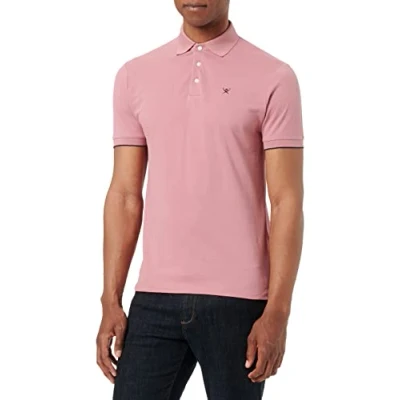 Afbeelding van Hackett London Heren Stripe CLRBAND SS Poloshirt, Roze (Rose), S, (Roze), S