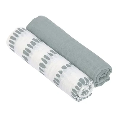 Afbeelding van Lässig Hydrofiele luier swaddle doek 2 stuks XL 120 x cm Strokes Silver grey