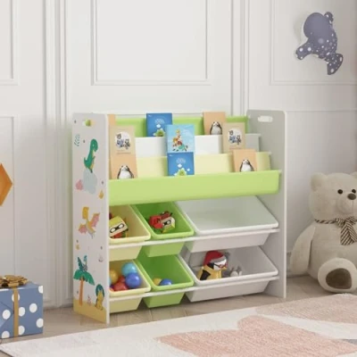 Afbeelding van Kinderkast Rødøy open kast 78x86x27cm dinosaurusmotief [en.casa]