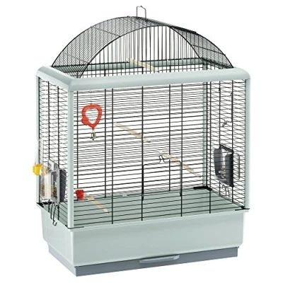 Afbeelding van Ferplast Vogelkooi, grasparkiet, kooi, exotenkooi, incl. vogelspeelgoed, voederbak, vogelzitstokken, zwart, 59 x 33 h 69 cm