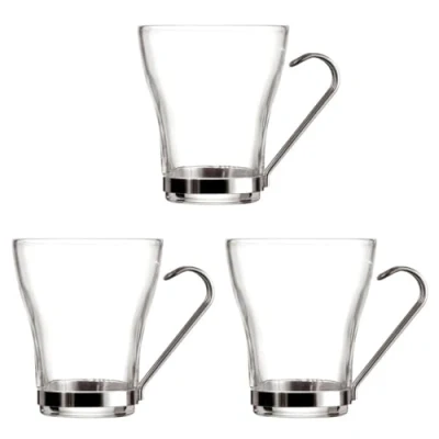 Afbeelding van Set van koffiekopjes Quid Transparant Staal Glas (250 ml) (3 Stuks)