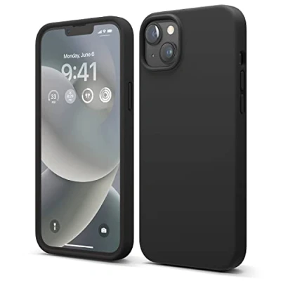 Afbeelding van elago Liquid Silicone Hoesje Compatibel met iPhone 14 Plus Case (6.7&quot;), Premiesilicone, Full Lichaamsbescherming 4 Layer Schokbestendige Geval, Antikras Zachte Microfiber Voering (Zwart)