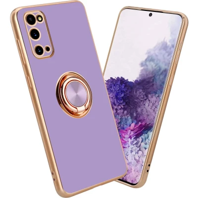 Afbeelding van Cadorabo Hoesje geschikt voor Samsung Galaxy S20 in Glossy Licht Paars Goud Beschermhoes Camerabescherming