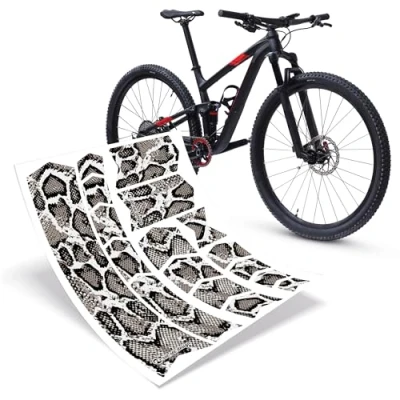 Afbeelding van Riesel Design FrameGuard fietsframebescherming stijlvolle fietsbeschermingsfolie 17 zelfklevende vormen/MTB framebeschermfolie voor het gehele frame snake Standaard