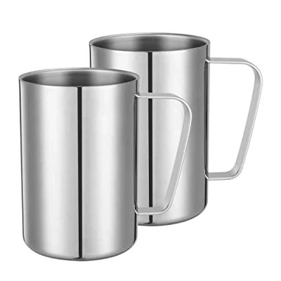 Afbeelding van luvtree 2 Pack 500ml roestvrij staal dubbelwandige geïsoleerde mok met handvat geschikt voor warme en koude dranken zoals melk/koffie/sap/thee, vaatwasmachinebestendig