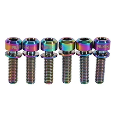Afbeelding van Keenso stuurpenbouten, 6 stuks legering M5 x 18mm bouten schroef met ringen set voor fiets stuurpen(Regenboog) Fietsen en onderdelen