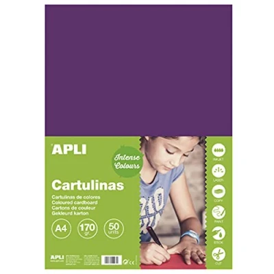 Afbeelding van APLI 14247 Paars A4 Cardstock 170 g 50 vel