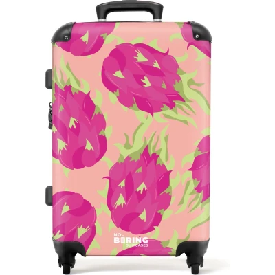 Afbeelding van NoBoringSuitcases.com® Koffer groot Rolkoffer lichtgewicht Oranje met dragonfruit Reiskoffer 4 wielen Grote trolley XL 20 kg bagage