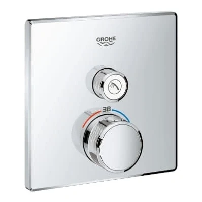 Afbeelding van Grohe Grohtherm Smartcontrol afdekset voor douchethermostaat vierkant Chroom
