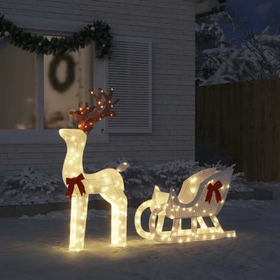 Afbeelding van Kerstdecoratie rendier en slee 100 LED&#39;s koudwit