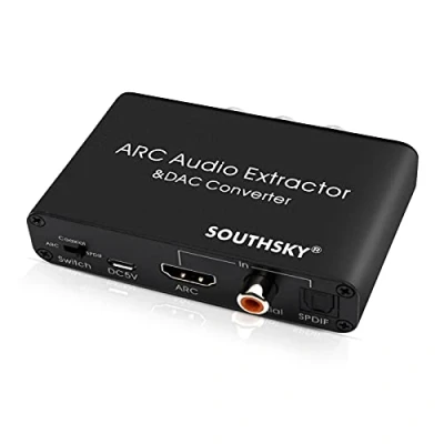 Afbeelding van SOUTHSKY 192 KHz DAC Converter, Digitaal naar Analoog L/R 2 RCA Adapter, HDMI ARC Audio Extractor SPDIF Coaxiaal 3,5 mm L/R, CEC Volume Instelbaar