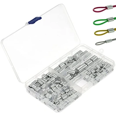 Afbeelding van 230 stuks draadkabelhulzen, clips voor staalkabels, pershulzen van aluminium