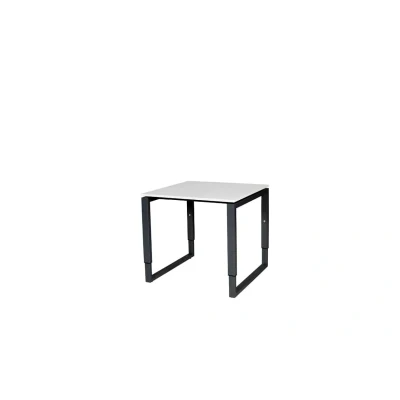Afbeelding van Domino Plus bureau, hoogte instelbaar (62 85cm) met 80x80cm &#039;zwevend&#039; krijtwit 25mm blad en zwart (RAL9011) O poot frame
