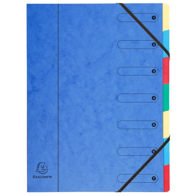 Afbeelding van Exacompta Ref 5207E Harmonika meerdelige map 24,5 x 32 cm groot, geschikt voor A4 documenten, 7 meerkleurige tabbladen, premium omslag van karton diverse kleuren (pak 1)