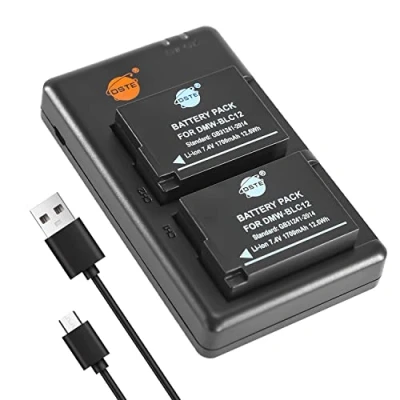 Afbeelding van DSTE 2 stuks DMW BLC12 (1700 mAh/7,4 V) batterijlader compatibel met Panasonic Lumix DMC G7, GH2, FZ330, FZ200, FZ200GK, FZ1000, V LUX4, Leica Q camera als BLC12E BP DC12 Sigma