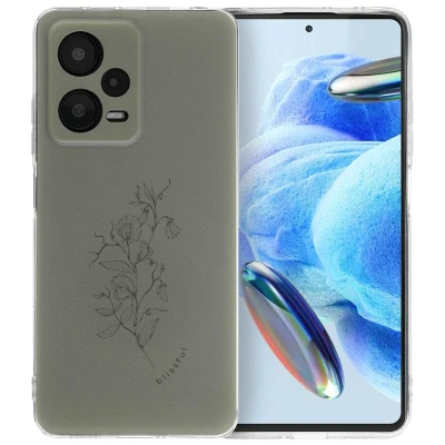 Afbeelding van Xiaomi Redmi Note 12 Pro Hoesje Siliconen en TPU (zacht) iMoshion Softcase/Backcover Floral Green Telefoonhoesje