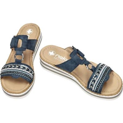 Afbeelding van Rieker Dames blauw slippers &amp; muiltjes maat 38