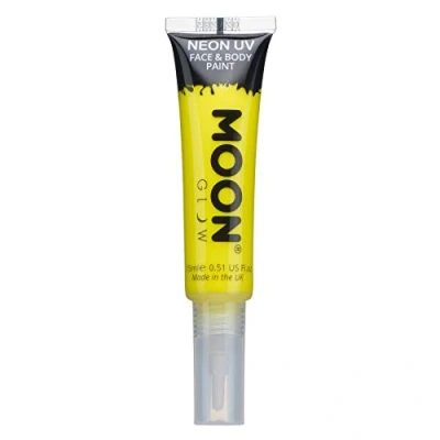 Afbeelding van Moon Glow UV neonverf voor gezicht en lichaam, met kwast van 15 ml intens geel