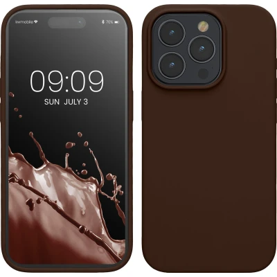 Afbeelding van kwmobile Case voor iPhone 15 Pro Slank TPU Hoesje met Zachte Afwerking In chocoladebruin