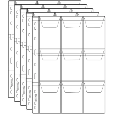Afbeelding van Uncle Paul Munt Verzamelen Pagina&#039;s 5 Vellen 9 Zakken Standaard 9Hole Coin Pocket Inserts Mouwen voor Munten CS03509