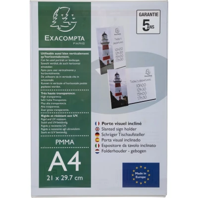 Afbeelding van Exacompta Ref. 84058D 1 zichtboek A4, verticaal of horizontaal afmetingen 210 x 297 mm PMMA (acryl) menu voor restaurants, hotels, conferenties en recepties kleur kristal