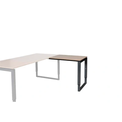 Afbeelding van Domino Plus aanbouwtafel, hoogte instelbaar (62 85cm) met 80x60cm &#039;zwevend&#039; havana/ kersen licht 25mm blad en zwart (RAL9005) O poot frame