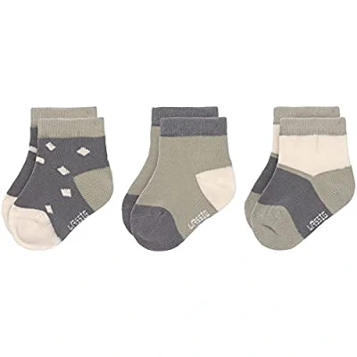 Afbeelding van LÄSSIG Kinder sneakersokken GOTS 3 stuks gesorteerd antraciet/olijf, maat 15 18