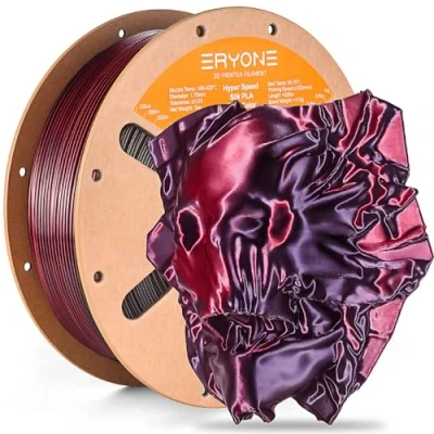 Afbeelding van ERYONE High Speed Filament Silk Dual Color 1.75mm +/ 0.03mm, 3D Printing PLA Pro Fit Most FDM Printer, 1kg (2.2LBS) / Spool, Black &amp; Red