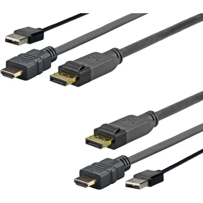 Afbeelding van Vivolink PROHDMIUSBDP1 1m DisplayPort HDMI + USB Zwarte Videokabel Adapter (1 m, DisplayPort, HDMI),