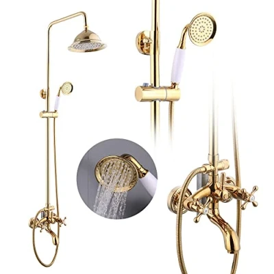 Afbeelding van Doucheset Antiek Regendouche Douchesysteem Armatuur Handdouche Retro Nostalgie Douche Moderne Douchekraan Set Opknoping Muur Badkamer Kraan Mixer Met Douchekop Ronde