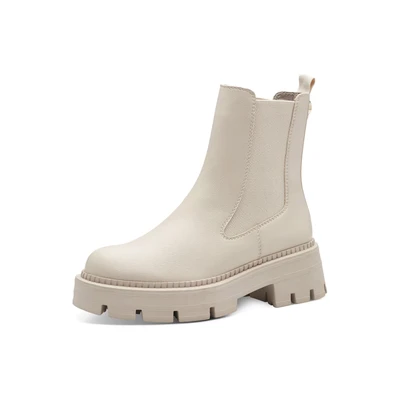 Afbeelding van Tamaris Enkellaarsjes met plateauzool, Dames, Maat: 39, Beige Leer