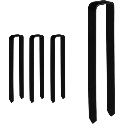 Afbeelding van 8x Grondanker set, rozenboog vastzetten, u vorm, groot, xxl, grondpennen, stalen haringen, HBD: 30x6,5x2,5 cm, zwart