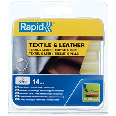Afbeelding van Rapid Lijmpatronen voor Textiel en Leer, 14 Lijmsticks 94mm Lengte, Speciaallijm, Hete Lijm Lijmpistolen 11mm, 12mm