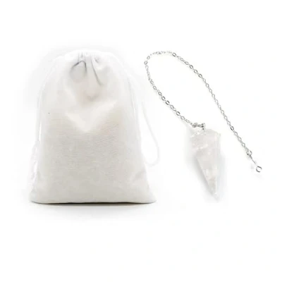 Afbeelding van Natuursteen slinger witte kwarts, kristallen slinger, zeshoekig, vintage, voor radiesthesie, chakra, reiki, waarzeggerij, meditatie, wicca (wit)