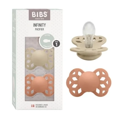 Afbeelding van BIBS® Fopspeen Infinity 0 6 maanden Vanille/ Peach 2 stuks.