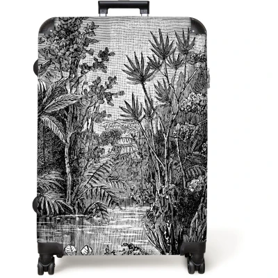 Afbeelding van NoBoringSuitcases.com® Koffer groot Reiskoffer lichtgewicht Jungle Zwart Wit Design Rolkoffer met 4 wielen Grote trolley XL 98 liter bagage