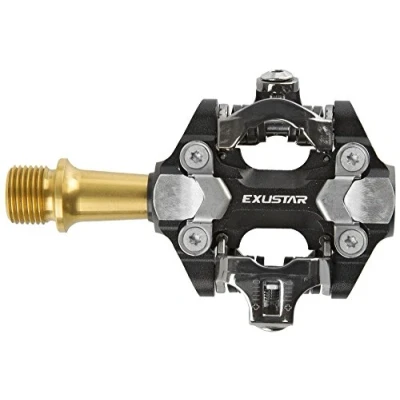 Afbeelding van Exustar E PM222Ti klikpedaal, Cnc aluminium behuizing en 6a4V titanium as, industriële kogellagers zelfsmerende naaldlagers, zwart, één maat