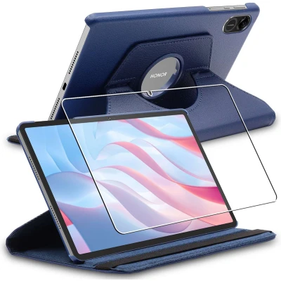 Afbeelding van ebestStar Hoes voor Honor Pad X9, Roterende Etui, Case, 360 Draaibaar hoesje, Donkerblauw + Gehard Glas