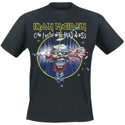Afbeelding van Iron Maiden Can I play with madness T shirt zwart M 100% katoen Band merch, Bands, Schedels