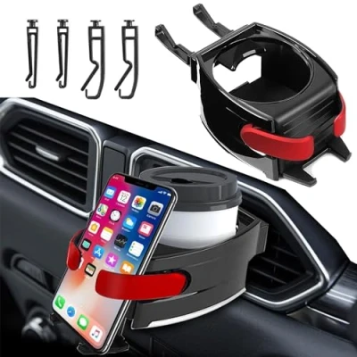 Afbeelding van 2 in 1 Multifunctionele Bekerhouder voor de Auto, Houder Mobiele Telefoon, Ventilatiehouder Koffiebeker en Drankblik, Auto Cup Houder, Verstelbare Car Air Vent Mount