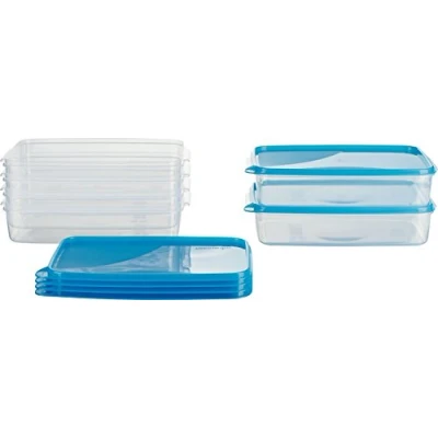 Afbeelding van MiraHome voedselopslagcontainer, vriescontainer, 28x18x6.5 cm, blauw, Oostenrijkse kwaliteit (2l Rechthoekig Flat (6 Stk))