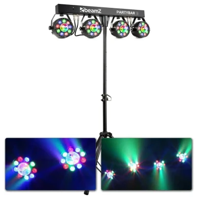 Afbeelding van BeamZ Partybar3 lichtset 4 PAR spots, Magic Balls + stand
