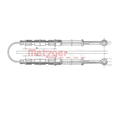 Afbeelding van METZGER 12.102E Handremkabel Achter 2668, 1012/1012 Trommelrem COFLE FIAT: Panda I Hatchback